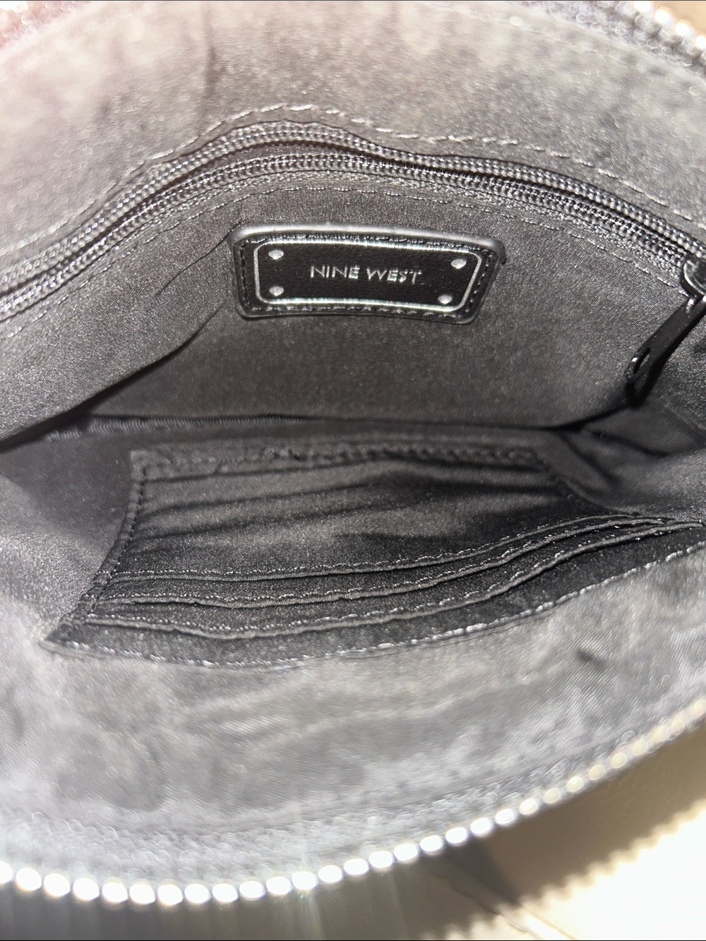Nine West Black & White Striped Leather Wristlet - Picture 3 of 3